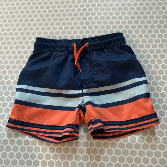 OshKosh B'gosh Other - OshKosh B'gosh Navy, Orange and Light Blue Striped Swim Shorts Beach Size 12M